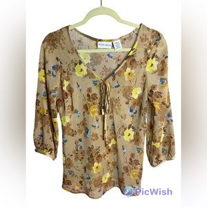 Jaclyn smith sheer floral blouse. Size small